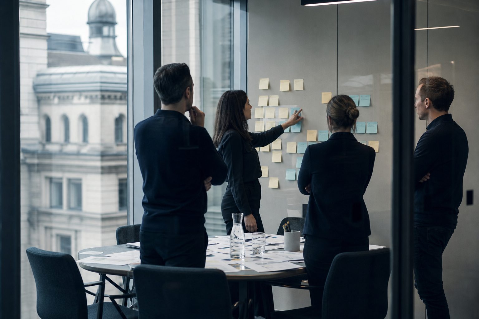 Investment technology specialists reviewing platform configuration